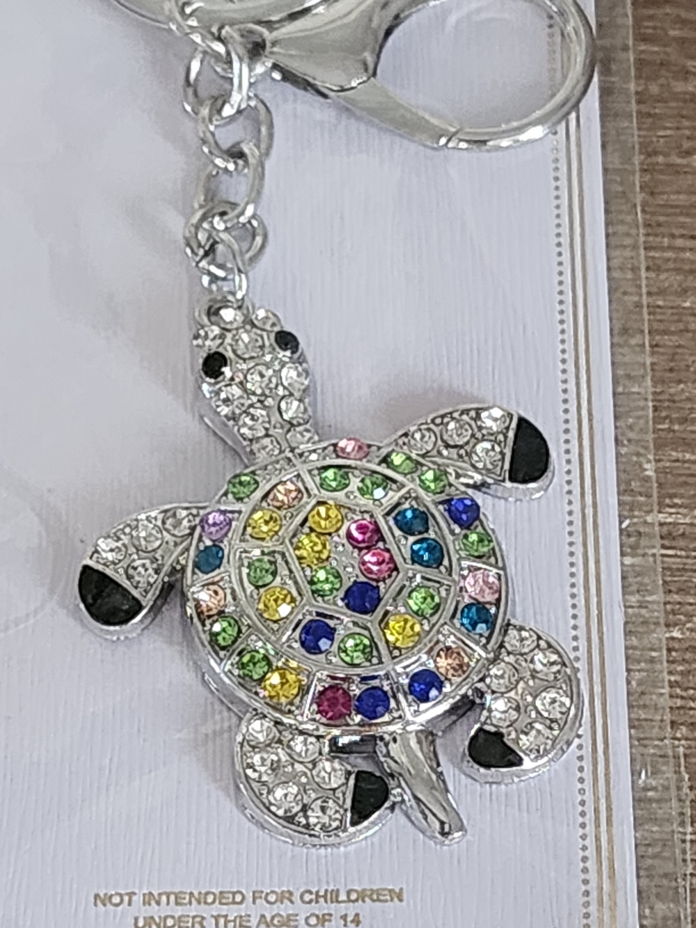 Silver Multi-Color Turtle Keychain 4×2 - Picture 2 of 2